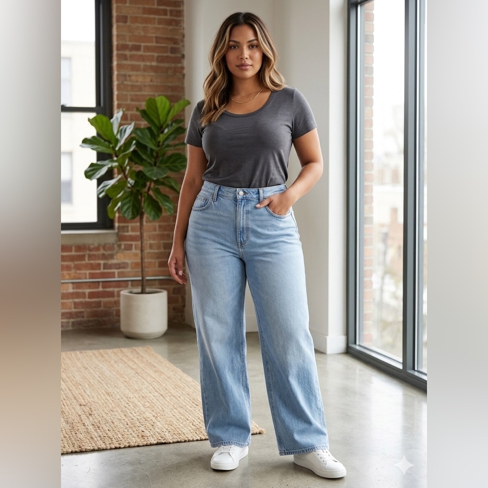 Abercrombie & Fitch Curve Love High Rise Wide Leg Jean size 31/12